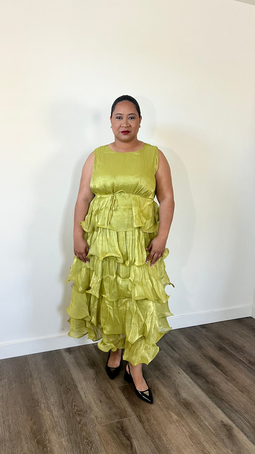 Luxe Ruffle Tiered Maxi Dress – Chartreuse