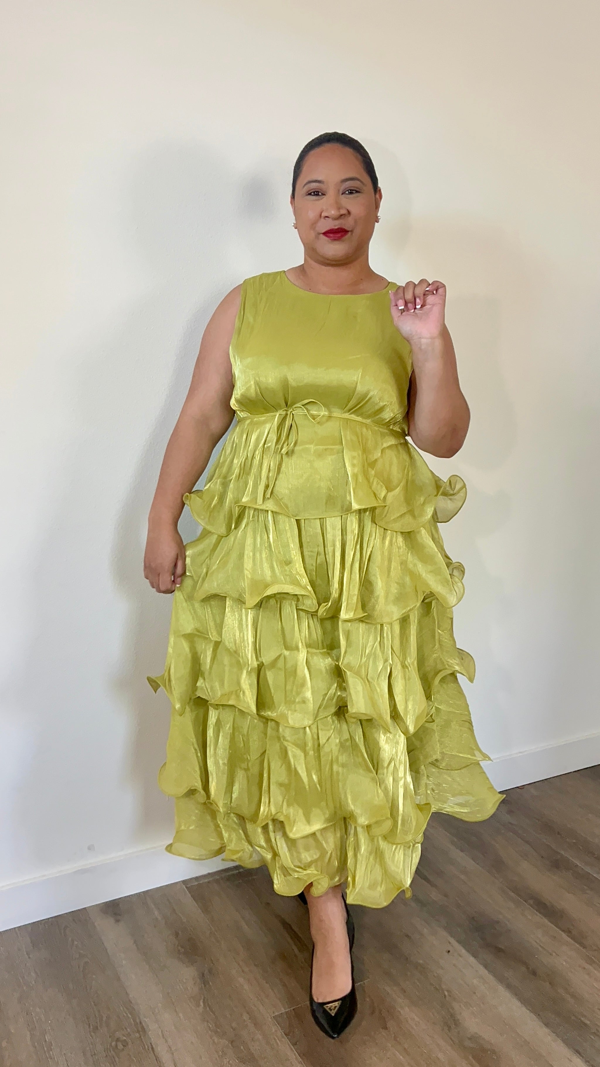 Luxe Ruffle Tiered Maxi Dress – Chartreuse