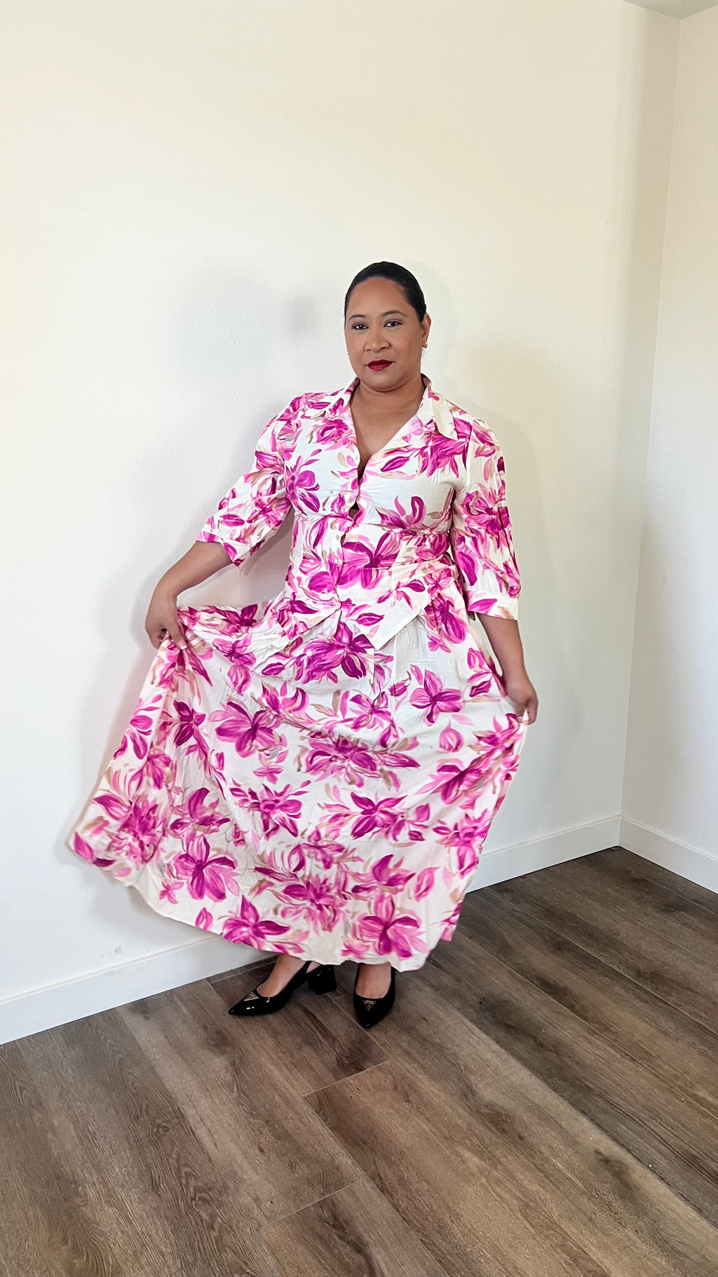 Orchid Bloom Shirt + Skirt – Fuchsia Floral