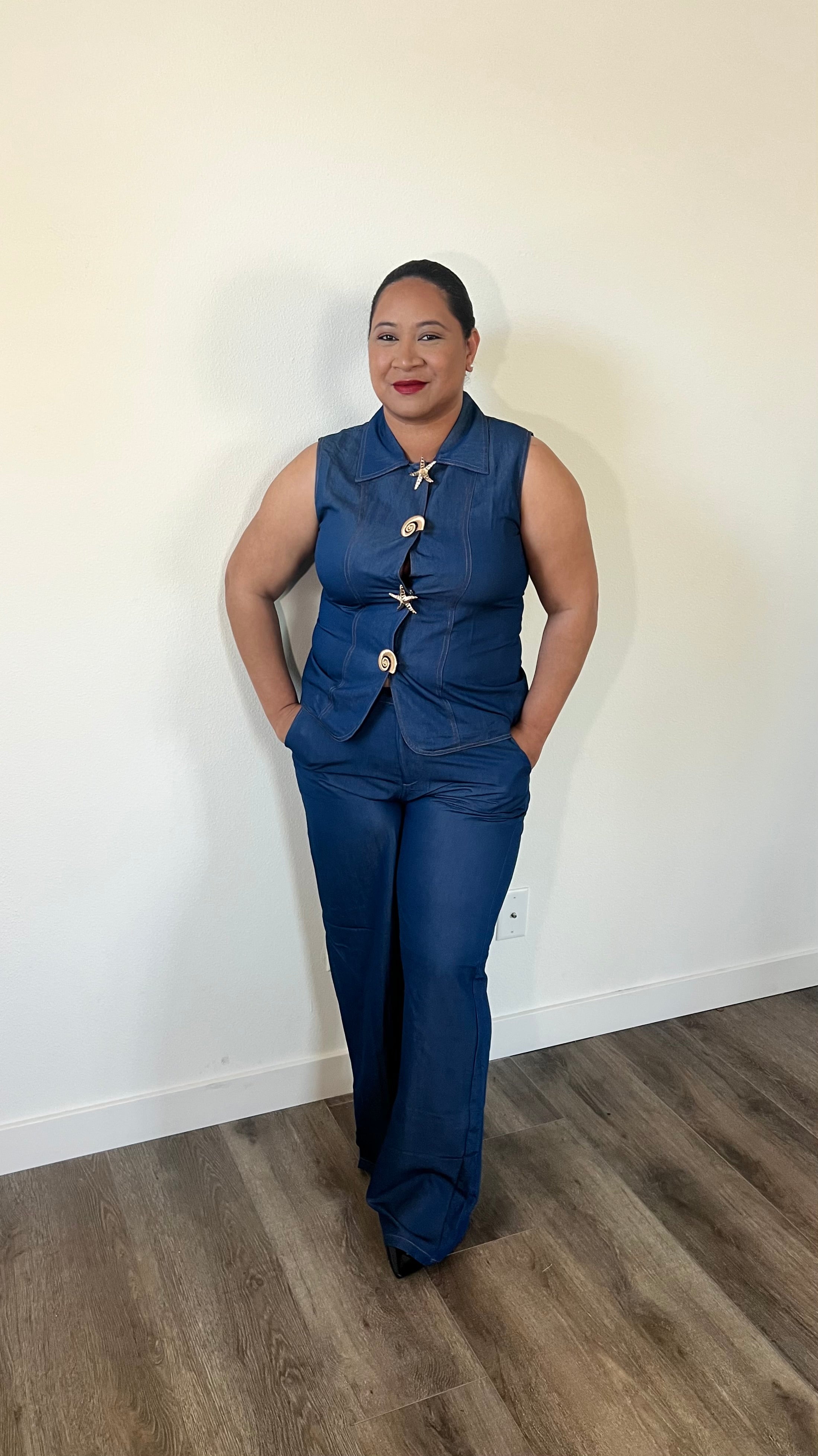 Coastal Denim Two-Piece Set – Deep Indigo