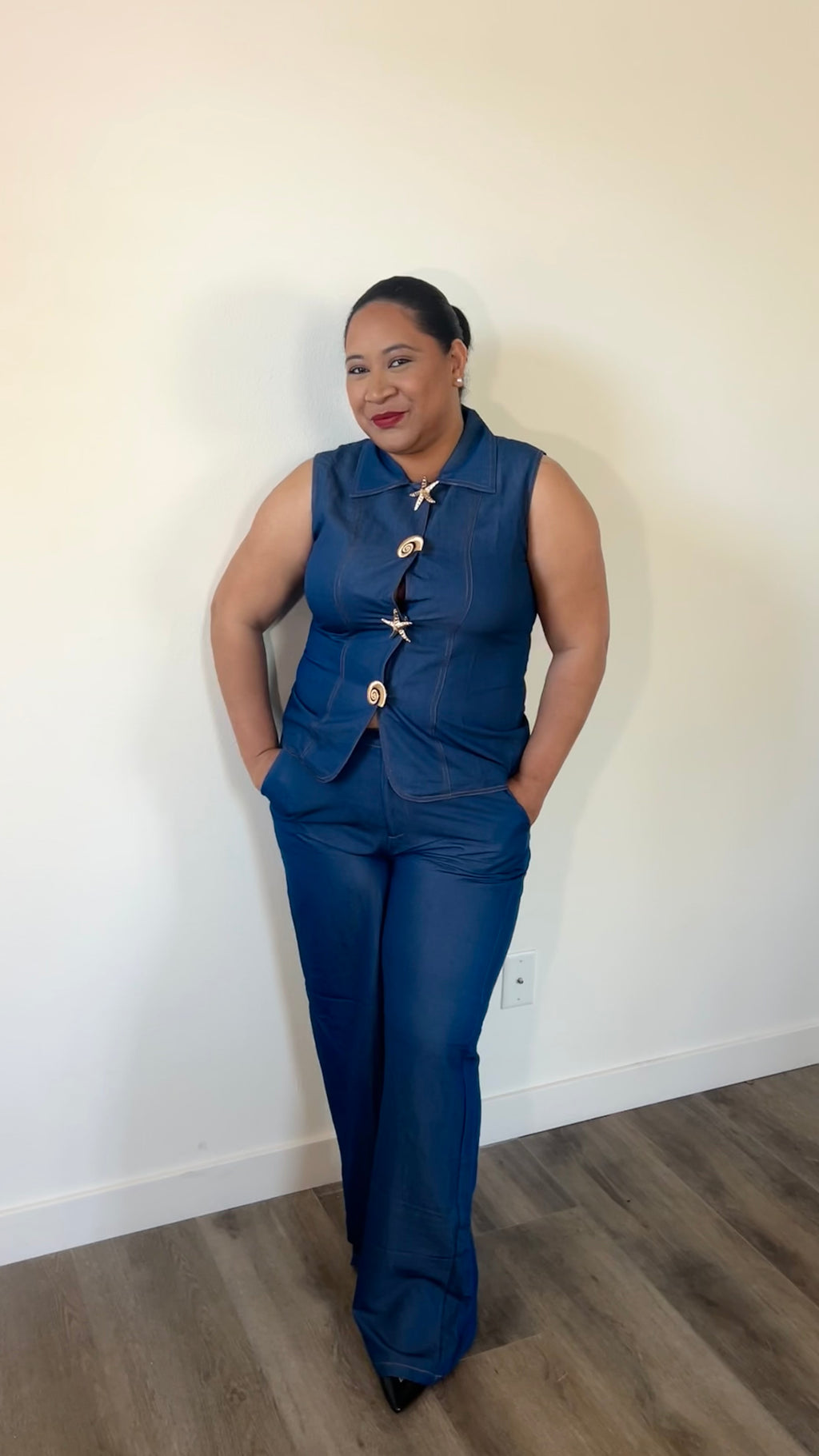 Coastal Denim Two-Piece Set – Deep Indigo