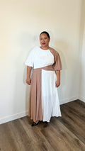 Modern Muse Colorblock Maxi Dress – Ivory &amp; Taupe