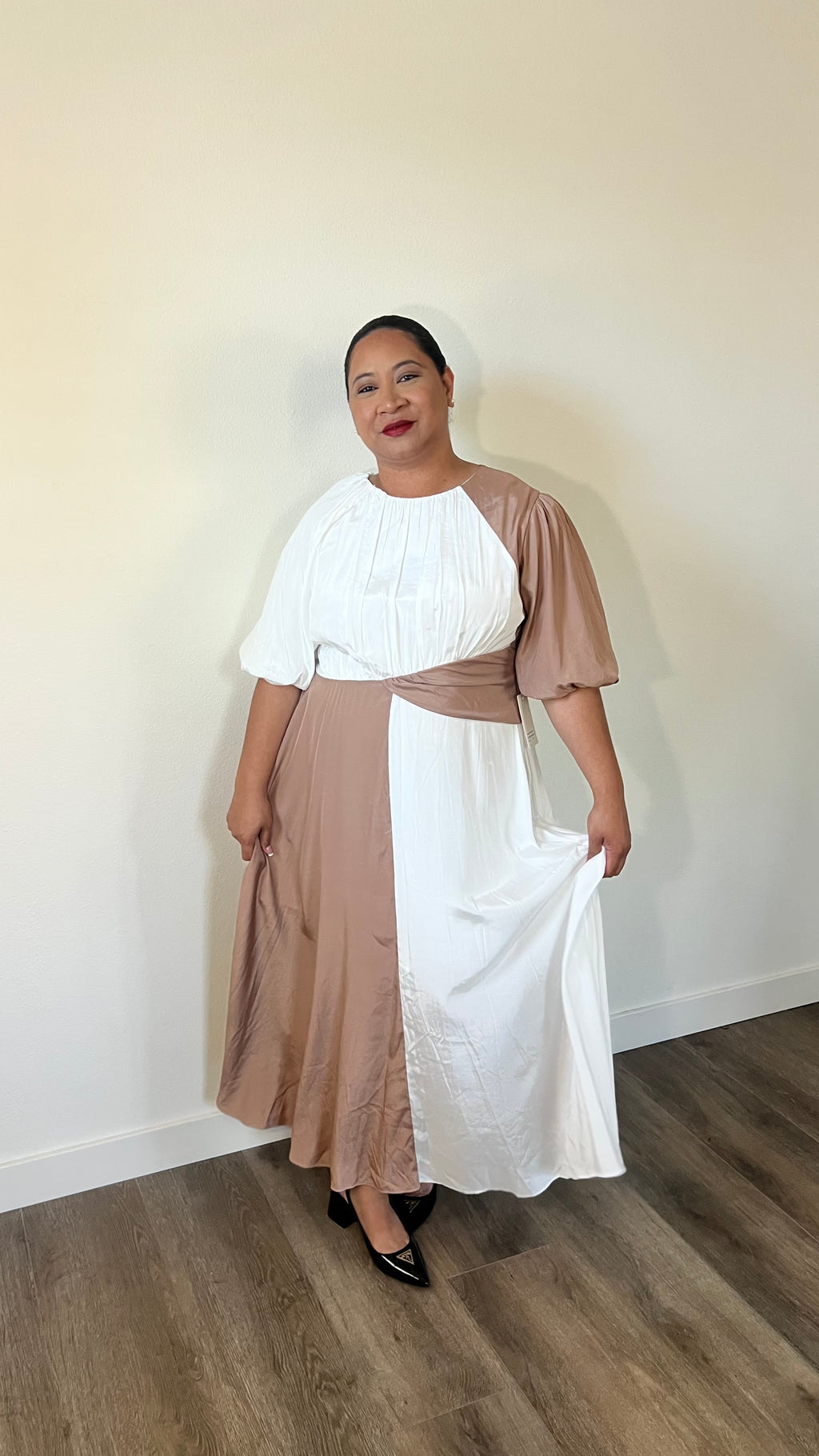 Modern Muse Colorblock Maxi Dress – Ivory &amp; Taupe