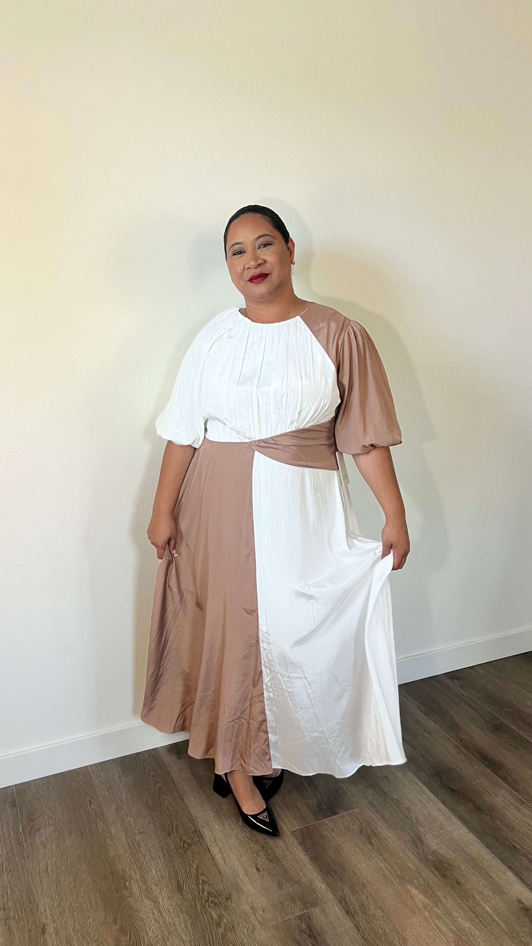 Modern Muse Colorblock Maxi Dress – Ivory &amp; Taupe
